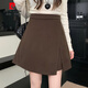 Pierre Cardin fat mm plus size 2025 autumn and winter new small slit culottes early autumn woolen high waist slim versatile A-line shorts for women coffee color L recommended 105-120 Jin Jin equals 0.5 kg