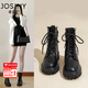 JOSINY Martin Boots Women's 2025 New Spring Boots Increased High-Elevated British Wind Motorcycle Thick Sole Short Boots Black [Manufacturer 24H Speed Hair] 37
