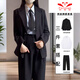 FANAOGE Shoulder Pads Slim Formal Girls' Suit Suit Professional Spring and Autumn College Student Interview Temperament Formal Work Clothes Professional Suit + White Shirt + Straight Pants 3 Pieces With Shoulder Pads S Recommended 80-95 Jin Jin equals 0.5 kg For urgent orders, please contact customer service with SF Express