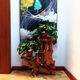 
Log root carved rack tree root natural ornament living room multi-layer bonsai rack fish tank solid wood base balcony bright yellow 16867