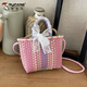 Woodpecker Handmade Braided Bag Women's 2025 New Seaside Holiday Shoulder Bag Tote Bag Beach Vegetable Bag Handbag Green