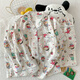 Niedlicher Crayon Shin-Yun-Baumwollpyjamas für Frauen dreiteilige Sommer-Strickjacke Cartoon Home Clothing Set JHX-9901J#Pink Bian Mike M Empfohlen 80-100