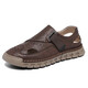 Herren Sandalen 2025 Sommer Mode Casual Sandals Leichte atmungsaktive, coole, ein Fuß-pohring-Strand Sandalen Pantoffeln Rotbraun [Mikrofaserleder A677] 39