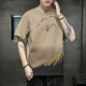 
Sijin short-sleeved T-shirt for men summer trendy brands ins casual half-sleeved T-shirt Volcanic rock print men's top clothes 829 gray M