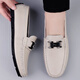 Luxury Luxury Chaussures en cuir à tendance pour hommes 2025 Nouveau été respirant en bas de fond doux conduite décontractée en cuir authentique chaussures de point de haricot 9930 mètres blancs 39