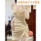 Ayub's sexy women's clothing and slim nightclub sexy dress bath massage short skirt dress technician work clothes As shown in the picture Apricot color M (95-110Jin[Jin equals 0.5 kg])