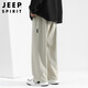JEEP SPIRIT Jeep straight pants men's autumn and winter loose casual pants wide-leg sweatpants men's sweatpants apricot XL