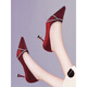 ERXUs Tochter der Hochzeitsmutter in Schwiegermutter mit Cheongsam High Heels Frauen Frühling und Herbst Dünne Heels Pointy Hochzeit G9866 Burgund 35