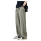 Lee Dprre Pantalones para hombres Summer Fino frío Pantalones rectos Americanos Pantalones informales sueltos sueltos Pantalones de seda de helado transpirable 6636 Negro + 6636 Caki l