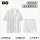 浪莎（LangSha）生日礼物送女友老婆三件套冰丝睡衣女带胸垫蝴蝶白色家居服礼盒装 蝴蝶白-短袖短裤 2XL (建议穿着体重145-160斤)