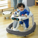Walker o-legging Baby Multifunktions Anti-Roll-Off-Trolley Baby kann sitzen und schieben, Startauto-Flaggschiff elegantes Grau mit Musikbox + Langer Push-Bar +