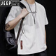 JEEP SPIRIT男装春夏季宽松纯棉T恤百搭男士夏天透气圆领短袖简约上衣服T 白色#1365【短袖-纯棉】 S 【建议90-115斤】