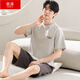 
Shangqi Modal pajamas men's summer short-sleeved large-size new ice silk home clothing set for summer can be worn outside Y9720 L