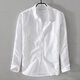 Zimu yaju Herren neuer koreanischer Stil weißes Leinenhemd Herren-Langarm-Hemd-Wotwoll-Hemd einfache Leinenhemd Herren Mode Baumwollwäsche Y9207 White M.