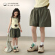 
LUSON Chen Dazhu Girls Shorts Outdoors 2025 New Military Green Work Pants Children's Crop Pants Thin
