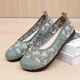Junruisi 2025 Neuer Sommer Hollow Old Pejing Stoffschuhe für Frauen runden Zehen bestickte Schuhe flacher Sohle rein handgefertigt mittleren und älteren Pink 34