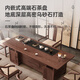 Ningguxuan ebony wood tea table and chair combination solid wood tea table large board living room with kettle integrated coffee table office complete set wet bubble table + 1 official hat chair + 4 arm chairs + stone tea tray 1.8m empty valley orchid carved dark pattern atmospheric storage feet