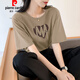 Pier Cardin Khaki Baumwolle Kurzärärmelte T-Shirt für Frauen Sommer Großversion von Temperament Trendy Brand T-Shirt einzigartig und speziell neue Top-Design-Sinn Khaki 653 L