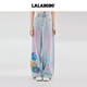 LALABOBO时尚涂鸦阔腿牛仔裤女装2025新款立体熊拖地腮红裤子LBEB-WXZC28 中蓝白 常规 24