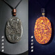 ECK Xinjiang Natural Flame Stone Necklace Pendant Dragon Brand as a Gift Luminous Magic Meteorite Fire Spirit Stone Genuine Dragon Brand Pendant with Lanyard 35mm*55mm*10mm