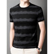 
KOOSHI luxury round neck short-sleeved T-shirt for men's summer new trendy striped half-sleeved top fashionable casual T-shirt for men 3692 white M [90-110Jin [Jin equals 0.5 kg]]