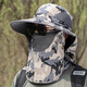 Fisherman Hat Men's Summer Multi-Function Fishing New Sun Protection Hat Breathable Outdoor Large Brim Sun Hat Face Covering Hat Hat - Camouflage Shawl Khaki Ink