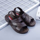 Huilirui [Vietnam Gummi] Koreanische Version von nicht gleitenden Gelegenheitssandalen bequem und langlebige Vaters Schuhe Herren Sandalen neu im Sommer 698 Black (Anti-Slip-Upgrade) 44