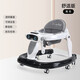 Walker o-legging Baby Multifunktions Anti-Roll-Off-Trolley Baby kann sitzen und schieben, Startauto-Flaggschiff elegantes Grau mit Musikbox + Langer Push-Bar +
