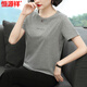 Hengyuanxiang kurzärmeliges T-Shirt-Top für Frauen 2025 Sommer NEUER NEUER MISSIGKEITEN KOREAN KOREAN SLIM SLIM FIT SLIM T-SHIRT 6624# Hellblau aus 4xl [Vorgeschlagen 155-170jin [Jin gleich 0,5 kg]]]