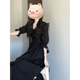 
Cotton French Hepburn style dress for women in 2025 summer new high-end unique waist-hugging slimming tea break long skirt Black L 110-120Jin [Jin equals 0.5 kg]