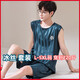 Banana Pajamas Men's Summer 2025 New Vest Sleeveless Ice Wire Cool Thin Style Plus Weight Enlargement [Ice Wire Sleeveless Set] Q9905 L Men [100-120Jin [Jin equals 0.5 kg]]