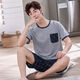 Pajama de pijamas para hombres de la película de limón para algodón de verano para hombres ropa casual de niños de manga corta para niños de verano de mediana edad de mediana edad, set de talla grande y talla grande 9928 [H set de shorts de manga corta para hombres] l [sugerido 100-130 Jin [Jin equivale a 0.5 kg]]