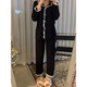 Pyjamas décontractés simples de chats pour les femmes coréenes coréennes coton à manches longues cardigan à manches à manches longues combinaison de grande taille de printemps et automne cardigan 5009 cerise m 70-95