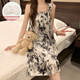 Mandard de nuit à glace d'été flottante pour les femmes en été 2025 New Girl Heart with Breast Padle Cool Pyjamas Douces et mignons vêtements de maison 3887 [non amovible poitrine] M [75-100jin [Jin est égal à 0,5 kg]]]