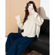 TonLion 2025 autumn and winter women's wool new Chinese style solid color special button sweater