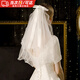 Sheng Lan proposes and receives certificate, bride with white veil, confession, photography, Internet celebrity bow, photo props, adult ceremony, graduation season, two-layer curled bow, hairpin style