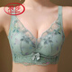 LangSha embroidered lace underwear for women with small breasts gathered to make them look big without steel rings and breasts anti-sagging adjustment bra set Dreamy green [set] 85A 38B cup [medium thickness about 2.5]