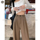 MANPEI 2022 Neue Frauenkleidung Ice Seidenhose Sommer Dünner Stil Slim Damen-Hosen kleine koreanische Version breit 1047 braune Farbe (kleine Person) M 90-105jin [Jin ist 0,5 kg]