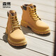 Senma Paare Martin Boots Herren Herbst und Winter plus Samt warme britische Stiefel Gelbe Boots Frauen erhöht dicke alleinige Modestiefel Frauen Curry Gelb (Männerstil) Four Seasons 41