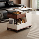 Fashati government subsidizes the living room side table movable sofa side table Italian minimalist side cabinet small trolley tea table storage rack BJ3023 [white + walnut color] movable cart side table