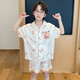 诗茹梦夏季儿童短袖套装家居服春夏季冰雪丝翻领男孩男童卡通款开衫睡衣 6636#（黄色龙） 110 童8码 100-110CM 30-40斤