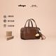 食草堂【吉娜同款】女包方糖保龄球头层植鞣牛皮手提斜挎小方包轻奢礼物 mini深啡  沈月同款/送随机挂饰