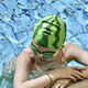 Yihaofeng Funny Big Head Size Silicone Watermelon Swimming Cap Swimming Cap Increased Waterproof Big Head Size Non-Stretching Unisex Watermelon Silicone Swimming Cap + Nose Clip Earplugs