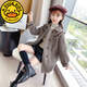 G.Duckkids Girls Woolen Poat осень и зима 2024 г. Новая детская средняя длина хлопка сгущенной корейской версией новой куртки для девочек Houndstooth Matte Cotton 150 (подходит для высоты 140-150 см)