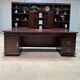 All solid wood desk and bookcase combination rosewood executive desk new Chinese style boss desk and chair office furniture desk black gold 2 meter desk