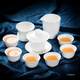 Haofeng 2025 new complete set of white porcelain Kung Fu tea set household suet jade porcelain covered bowl teacup as a souvenir gift