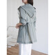 
TOUCH MISS long-sleeved thin coat for women 2025 summer new loose lazy style drawstring waist hooded top for women green L