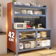 Kitchen storage rack thickened dining edge dustproof storage floor-standing multi-layer microwave oven multi-function storage cupboard cabinet hook chopstick cage 5-layer gun ash-length 160*width 42*height 15841