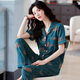 浪莎（LangSha）2025年新款睡衣女士夏季短袖长裤妈妈大码家居服夏天薄款可外穿 Q9923 XL [建议120-140斤]