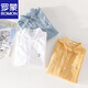Romon Herren-Leinen kurzärärmiges Hemd Japan japanische dünne Sommerjugend Feste Farbe Cason Cotton Leinenhemd 9711 Yellow M Jin [Jin ist gleich 0,5 kg] Über